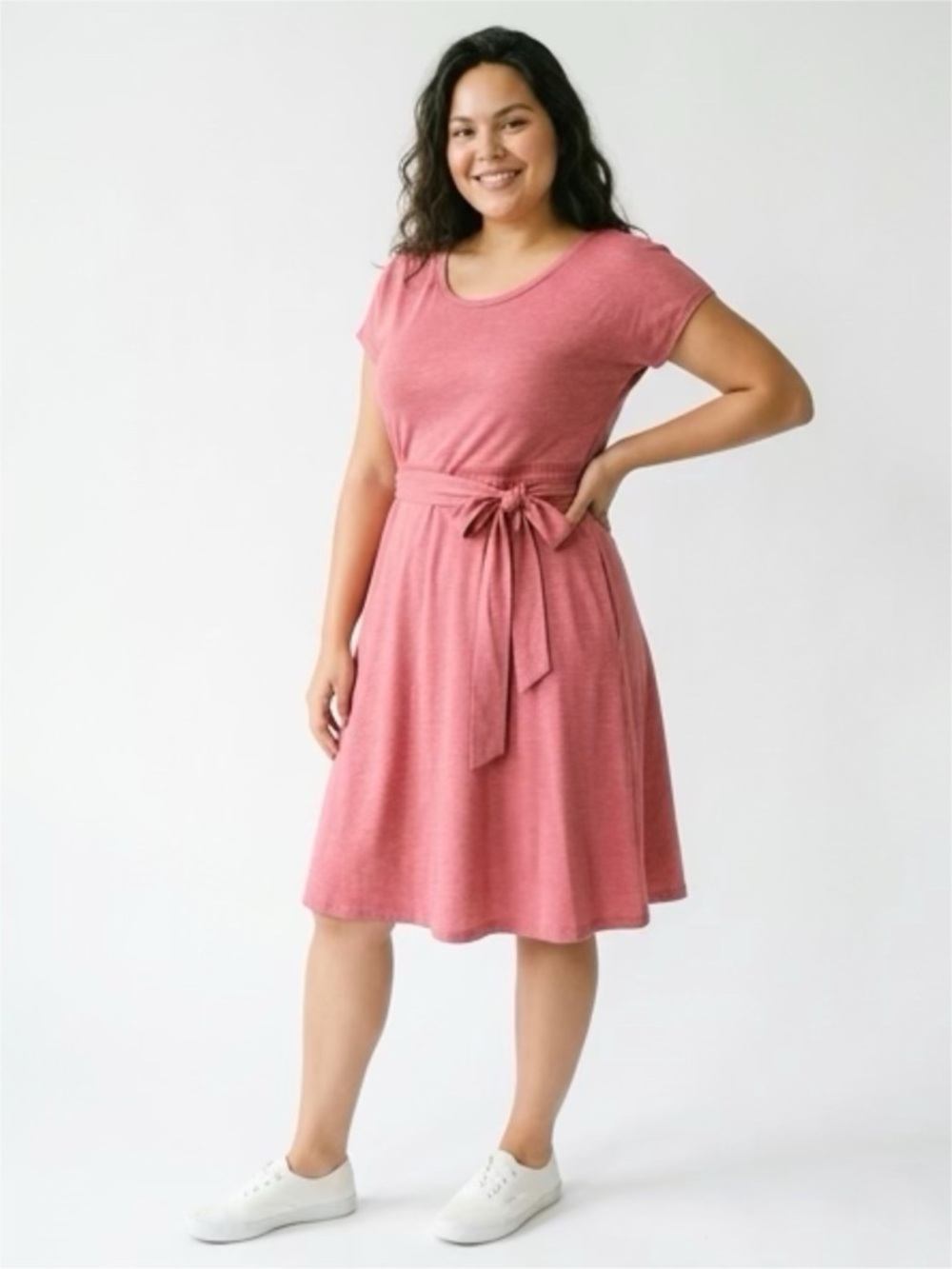Toad&Co Organic Cotton Rose Tie-Waist Short Sleeve Midi Dress